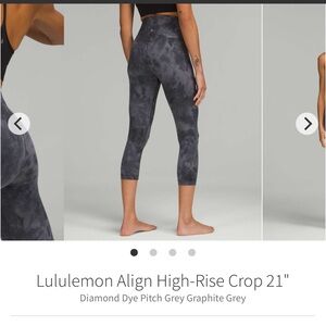 Lululemon Women’s Align 21” leggings. Diamond Dye Grey Graphite. EUC. Size 4.